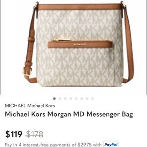 Michael Kors Signature MK Morgan Crossbody in Vanilla/Tan
